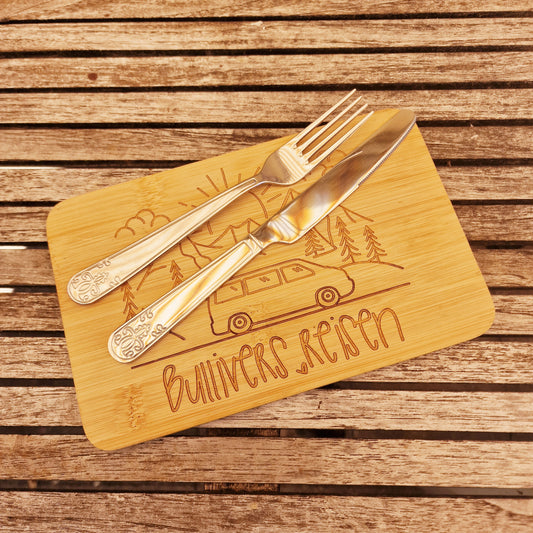 Individuell gestaltbare Bambus-Frühstücksbrettchen | dein persönliches Statement im Camper