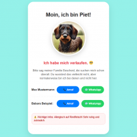 SOS-Hundemarke (mit NFC-Chip und QR-Code)